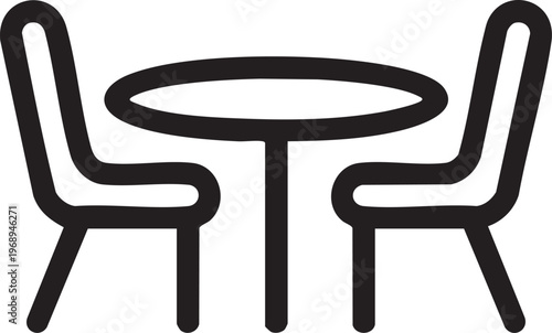 Dining Table With Two Chairs Icon Furniture Seating Simple Silhouette Illustration