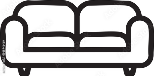 Modern Sofa Couch Icon Living Room Furniture Seating Simple Silhouette Illustration