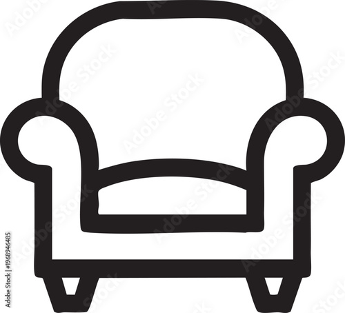 Comfortable Armchair Icon Living Room Furniture Seating Simple Silhouette Illustration