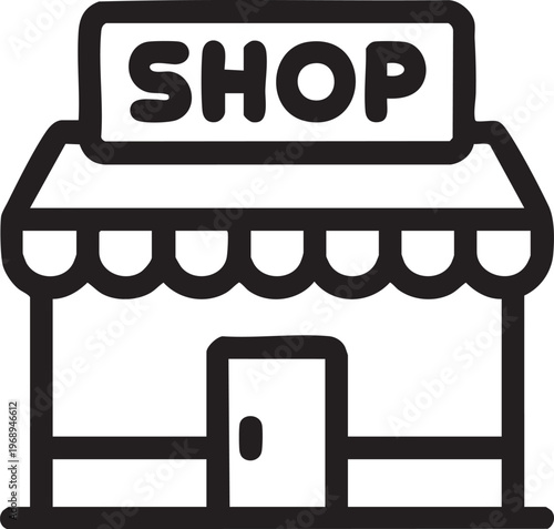 Retail Shop Store Icon Small Business Building Front Simple Silhouette Illustration