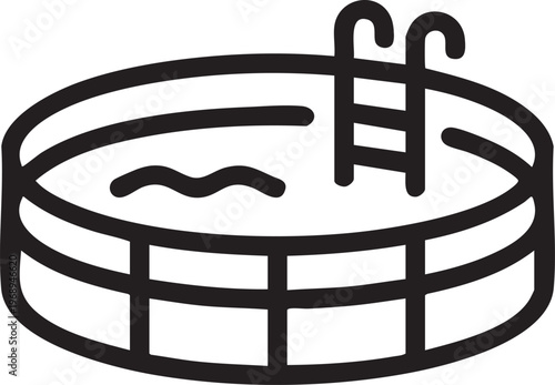 Outdoor Swimming Pool Icon Summer Water Recreation Leisure Simple Silhouette Illustration