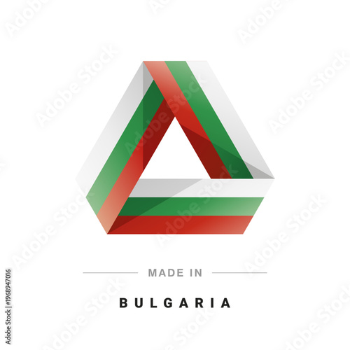 Made in Bulgaria new 3D triangle flag ribbon logo label banner