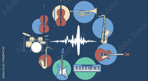 Dynamic Arrangement of Diverse Musical Instruments Centered Around a Sound Wave for Jazz Music
