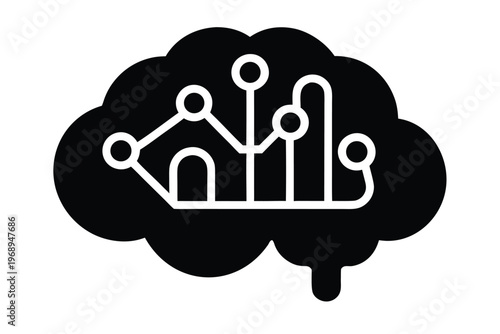 analytical brain silhouette vector icon