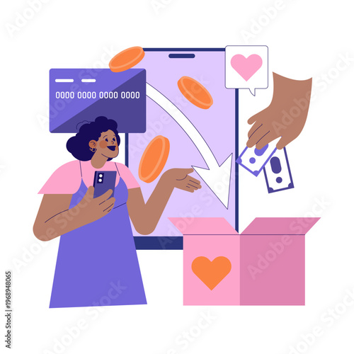 Mobile Payment and Donation Vector Illustration