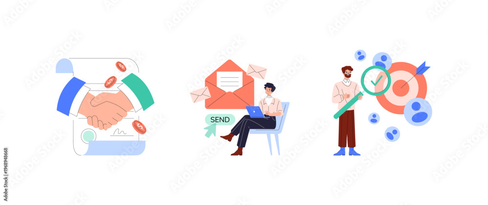 Fototapeta premium Business Collaboration, Email Marketing, and Target Success