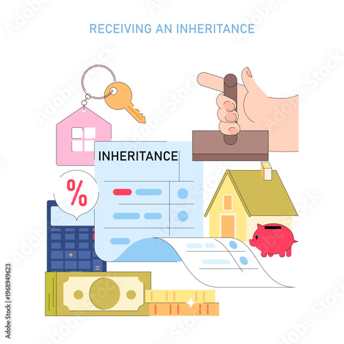 Vector Illustration of Receiving an Inheritance Process