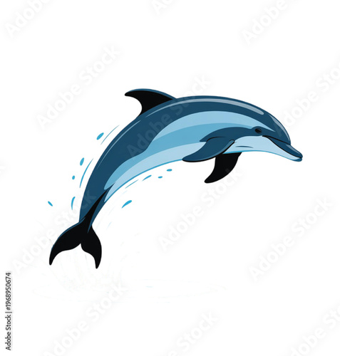 Blue dolphin jumping out of water splash vector illustration EPS PNG file