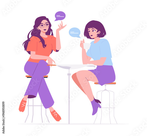 Casual Conversation Over Coffee in Vector Illustration