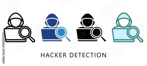 Hacker Detection Multi Style Icon. Mini Illustration For Modern Concept, Ui, Ux Web And App Development. Related To Cyber Security, Data Protection.
