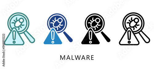 Malware Multi Style Icon. Mini Illustration For Modern Concept, Ui, Ux Web And App Development. Related To Cyber Security, Data Protection.