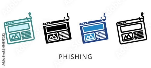 Phishing Multi Style Icon. Mini Illustration For Modern Concept, Ui, Ux Web And App Development. Related To Cyber Security, Data Protection.