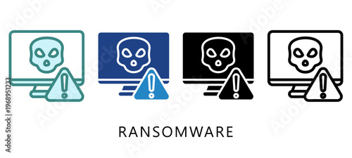 Ransomware Multi Style Icon. Mini Illustration For Modern Concept, Ui, Ux Web And App Development. Related To Cyber Security, Data Protection.