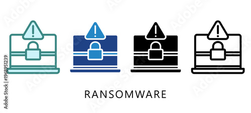 Ransomware Multi Style Icon. Mini Illustration For Modern Concept, Ui, Ux Web And App Development. Related To Cyber Security, Data Protection.