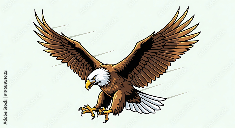 Obraz premium American bald eagle in flight with outstretched wings