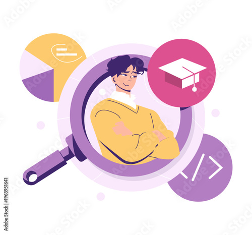 Confident Student in Educational Vector Illustration