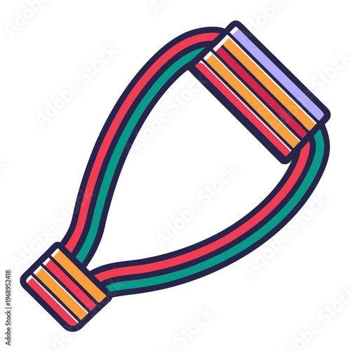 Colorful resistance band icon for fitness and strength training, elastic exercise tube vector illustration, gym equipment for home workout