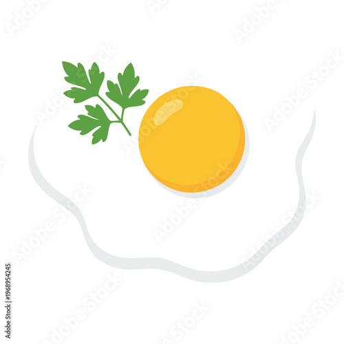fresh parsley leaf with golden egg yolk flat design vector illustration