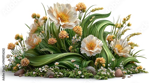 Tropical green leaves floral arrangement botanical style high resolution picture