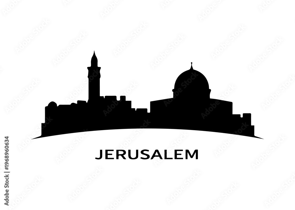 Fototapeta premium Jerusalem city skyline Vector city skyline on a white background