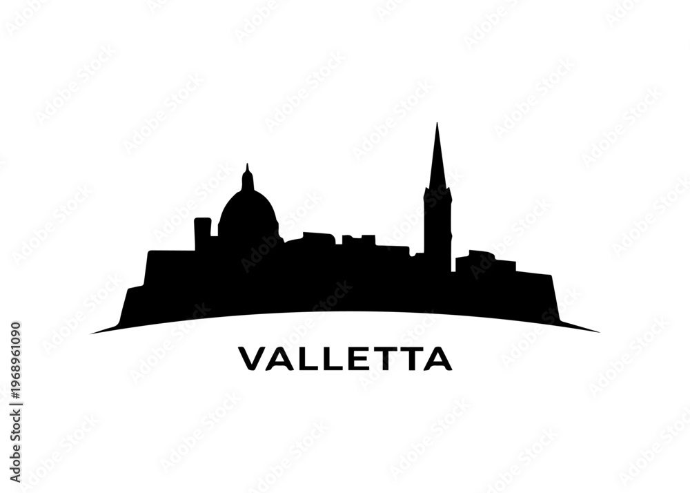 Fototapeta premium Valletta city skyline Vector city skyline on a white background