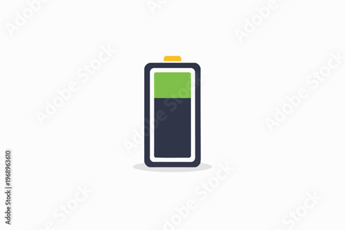 Battery charge level icon, low battery status indicator, energy and power concept, flat vector illustration