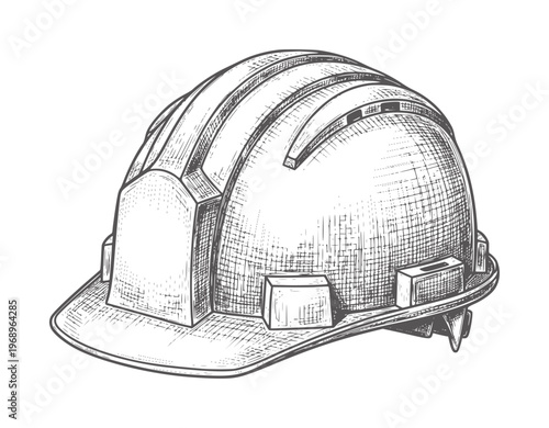 Black and white etched hard hat with cityscape reflection hardhat helmet safety construction