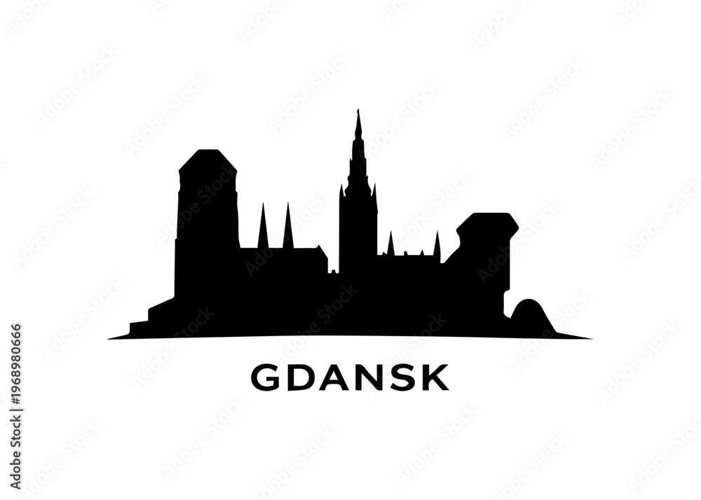 Obraz premium Gdansk city skyline Vector city skyline on a white background