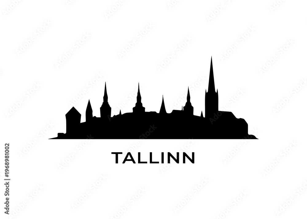 Fototapeta premium Tallinn city skyline Vector city skyline on a white background