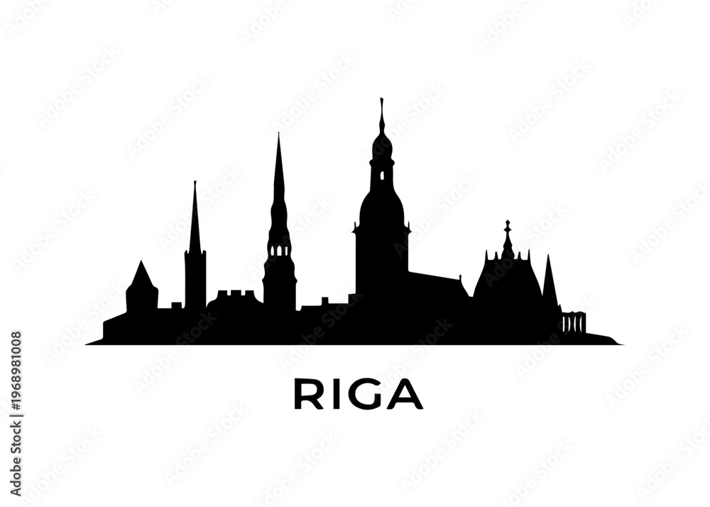 Fototapeta premium Riga city skyline Vector city skyline on a white background