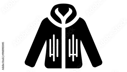 Heated jacket electric icon, symbol of battery powered thermal clothing