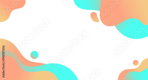 Abstract fluid shapes with soft gradients in peach and turquoise colors