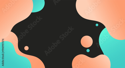 Abstract fluid shapes with gradient colors on a dark background