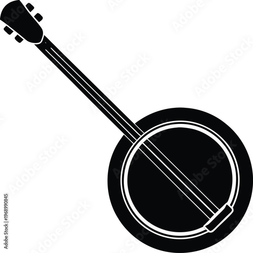 Banjo Instrument Musical Stringed Silhouette Vector Graphic