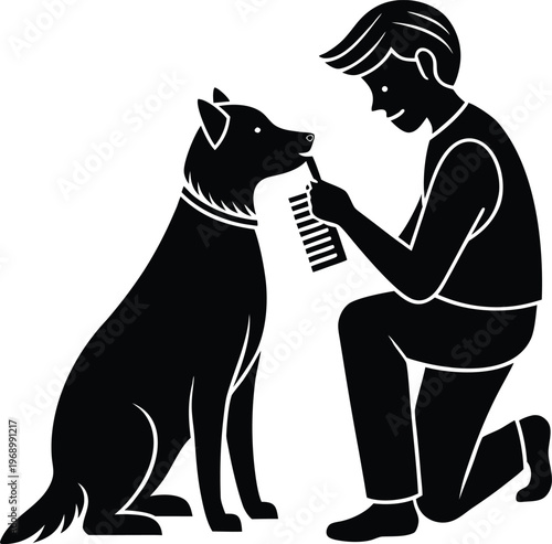 Man and Dog Care Routine