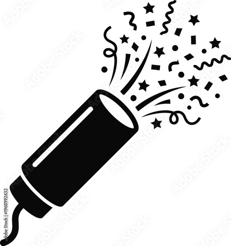 Celebration Party Popper Confetti Burst Icon Vector