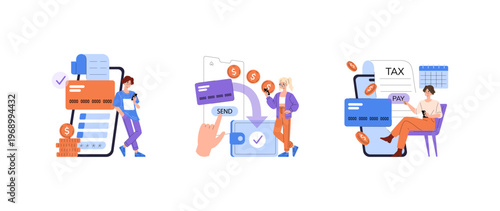 Mobile Payments and Tax Filing Vector Illustration