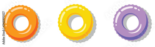 summer vacation beach elements top view inflatable rings set collection of colorful pool floats vector illustration graphic resources