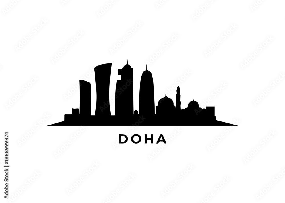 Obraz premium Doha city skyline Vector city skyline on a white background