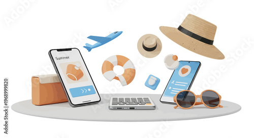 Summer travel and vacation planning facilitated by technology and essential accessories