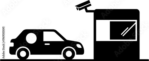 Black car and parking ticket machine icon