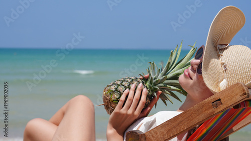 happy young woman on the beach