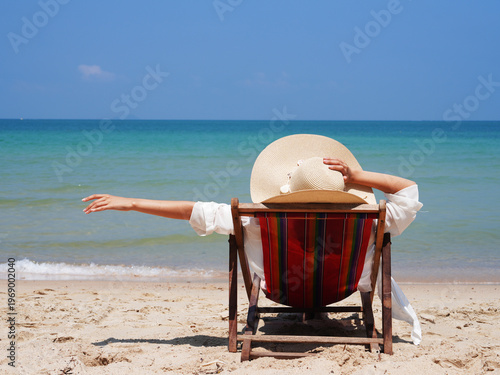 happy young woman on the beach