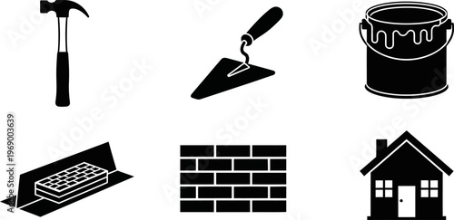 Black and white construction icons