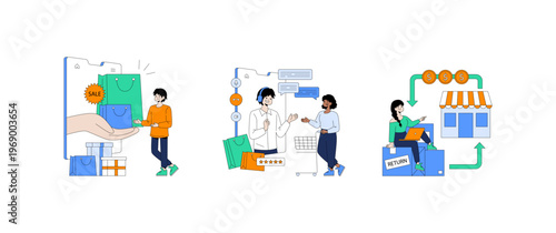 E-Commerce Shopping and Customer Interaction Vector Set