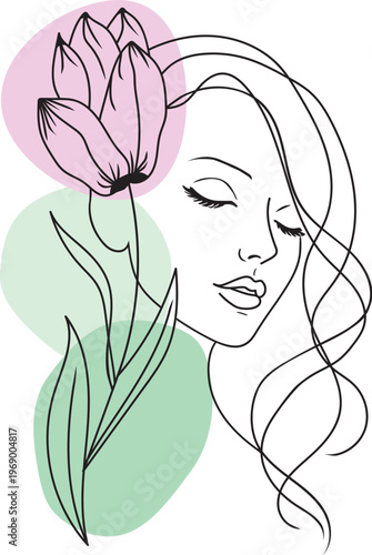 Woman Face Line art vector