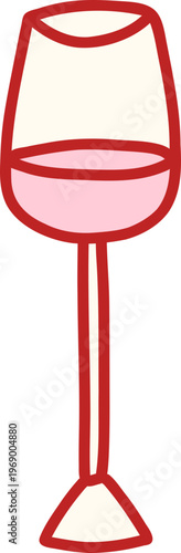 Cute coquette red wine glass, playful Valentine doodle, romantic aesthetic, bold red tones, trendy feminine design, perfect for cards, prints, and decor