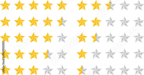 Five golden stars rating system, customer satisfaction and quality review icon, business feedback and ranking concept