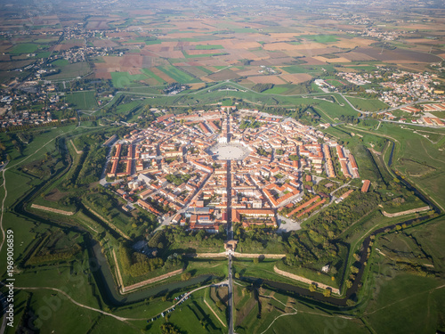 Unique star fort city of Palmanova top down