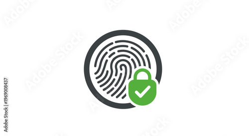 Fingerprint with green secure lock.